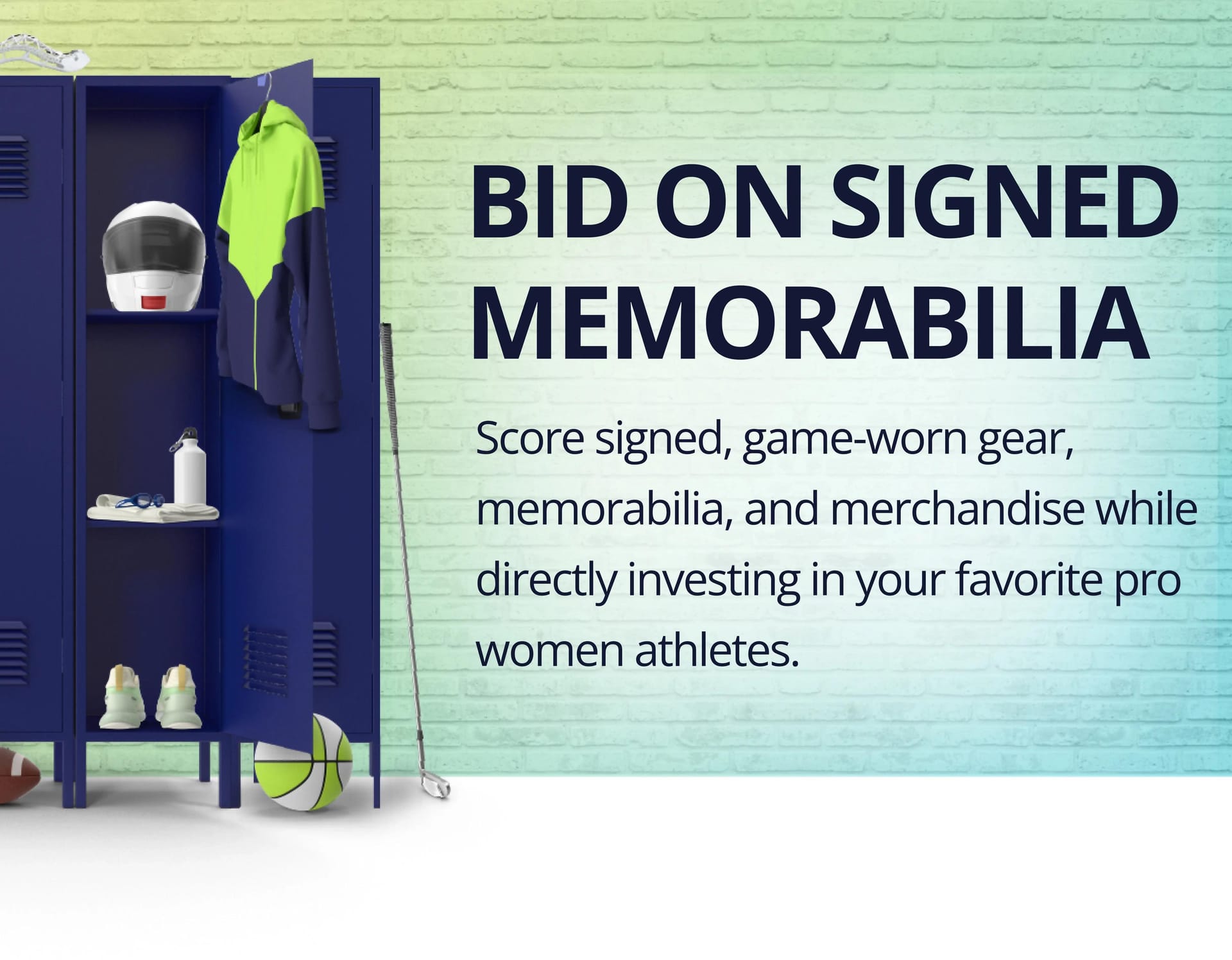 Locker room graphic "bid on signed memorabilia"