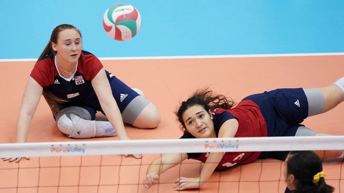 Emma diving for the volleyball