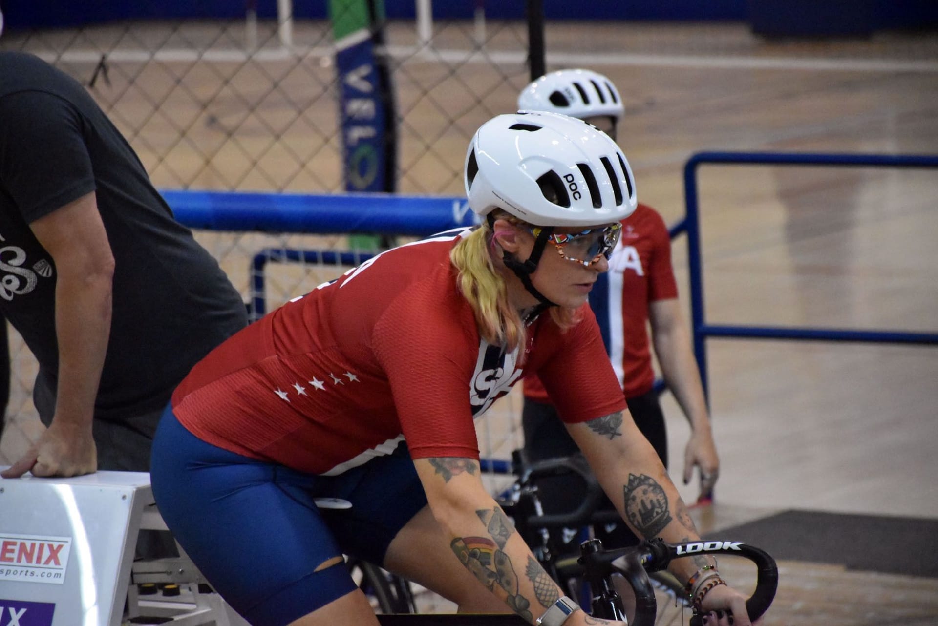 Mallory Tse poised on her bike at a competition