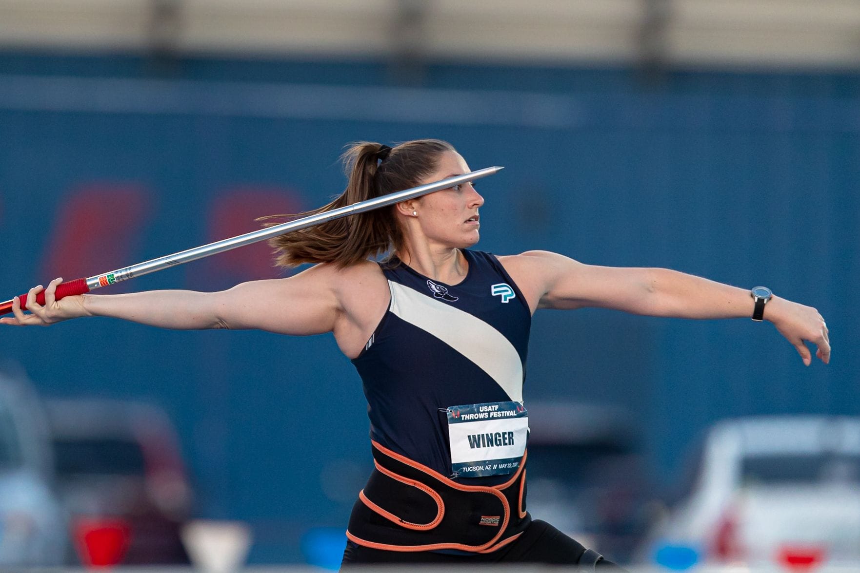 Kara Winger throwing javelin