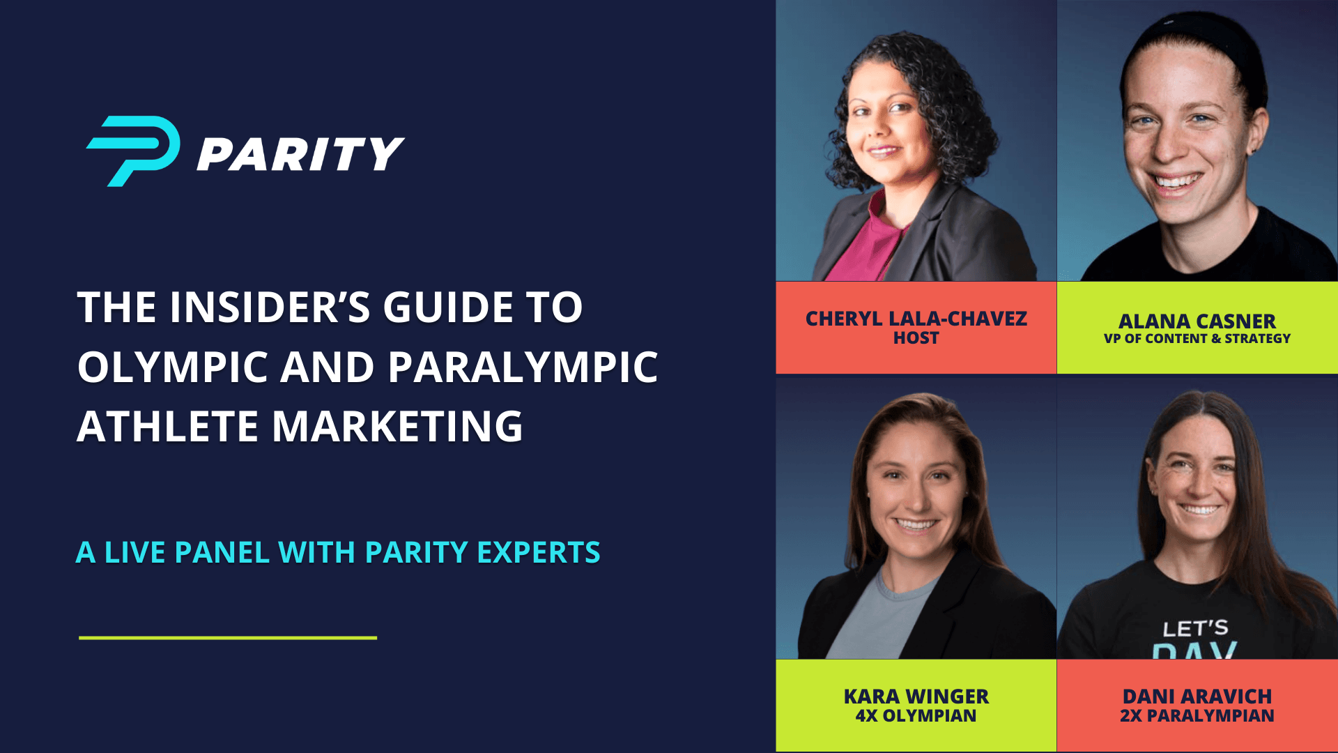 Parity Youtube thumbnail for insider's guide to Olympic and Paralympic athlete marketing live panel