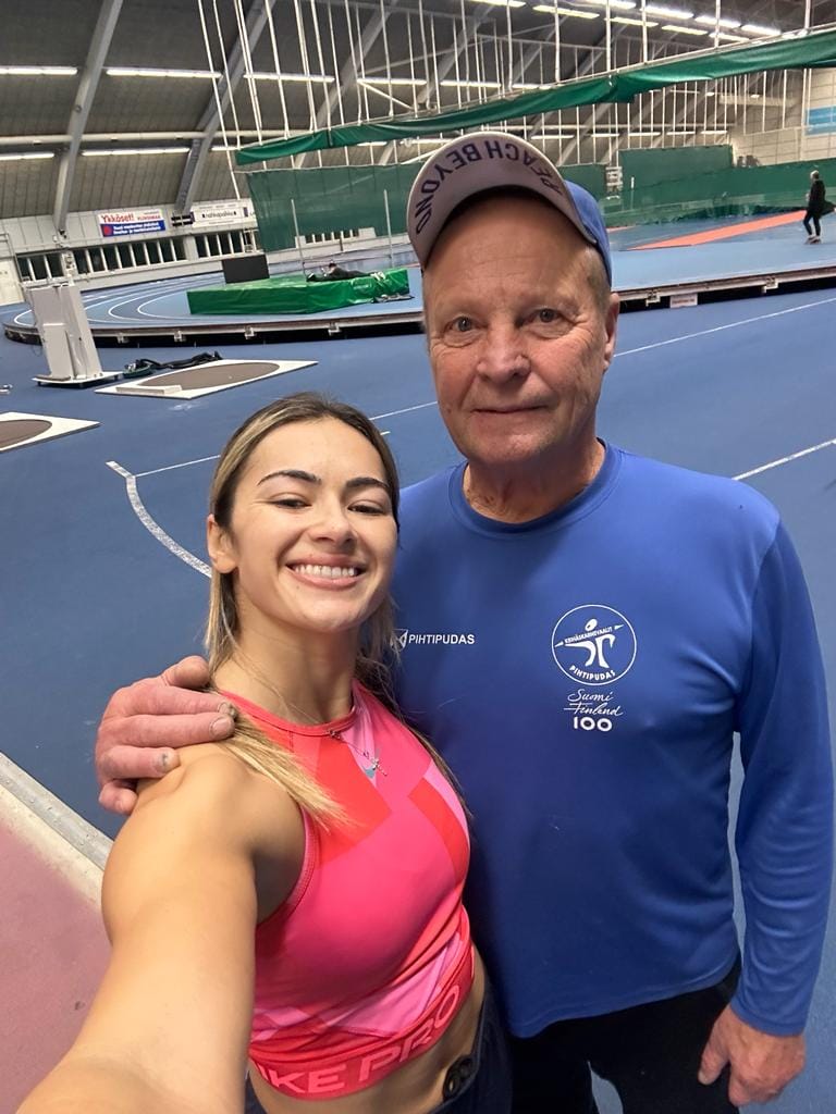 selfie of Marija and her coach at the training facility